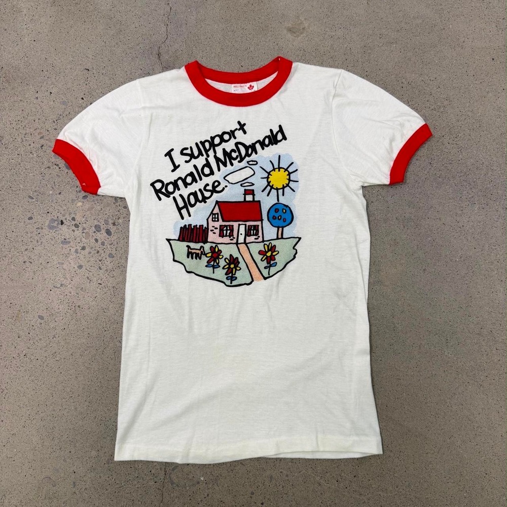 Vintage 70s Ronald McDonalds House Ringer T-Shirt (Size S)